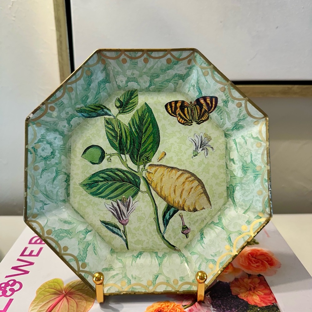 Moonlight interiors Floral and Butterfly Decorative Plate